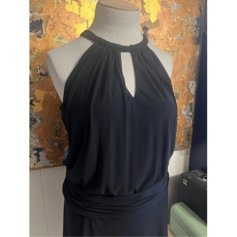 Suzi Chin Maggie Boutique Little Black Dress Sleeveless With Mock Halter Style N - Picture 2 of 6